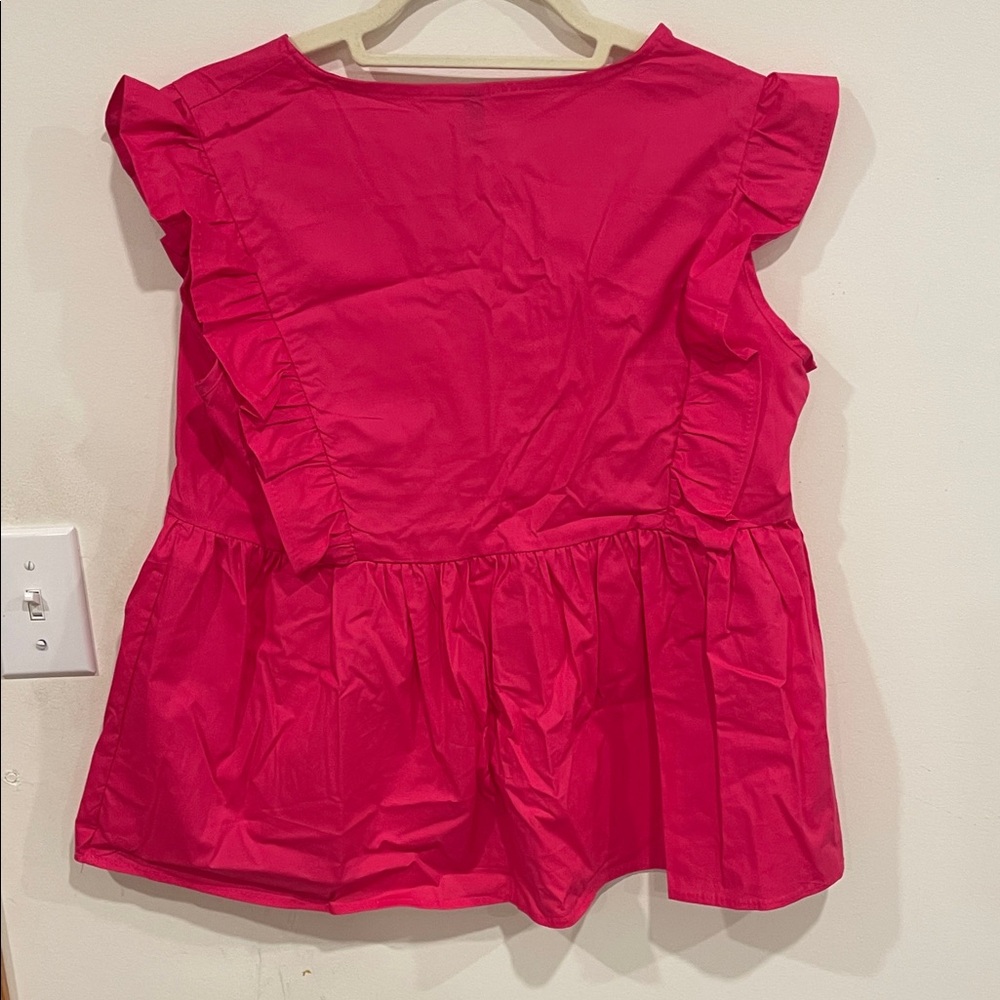 Women's Pink Ruffle Blouse - Picture 2 of 2